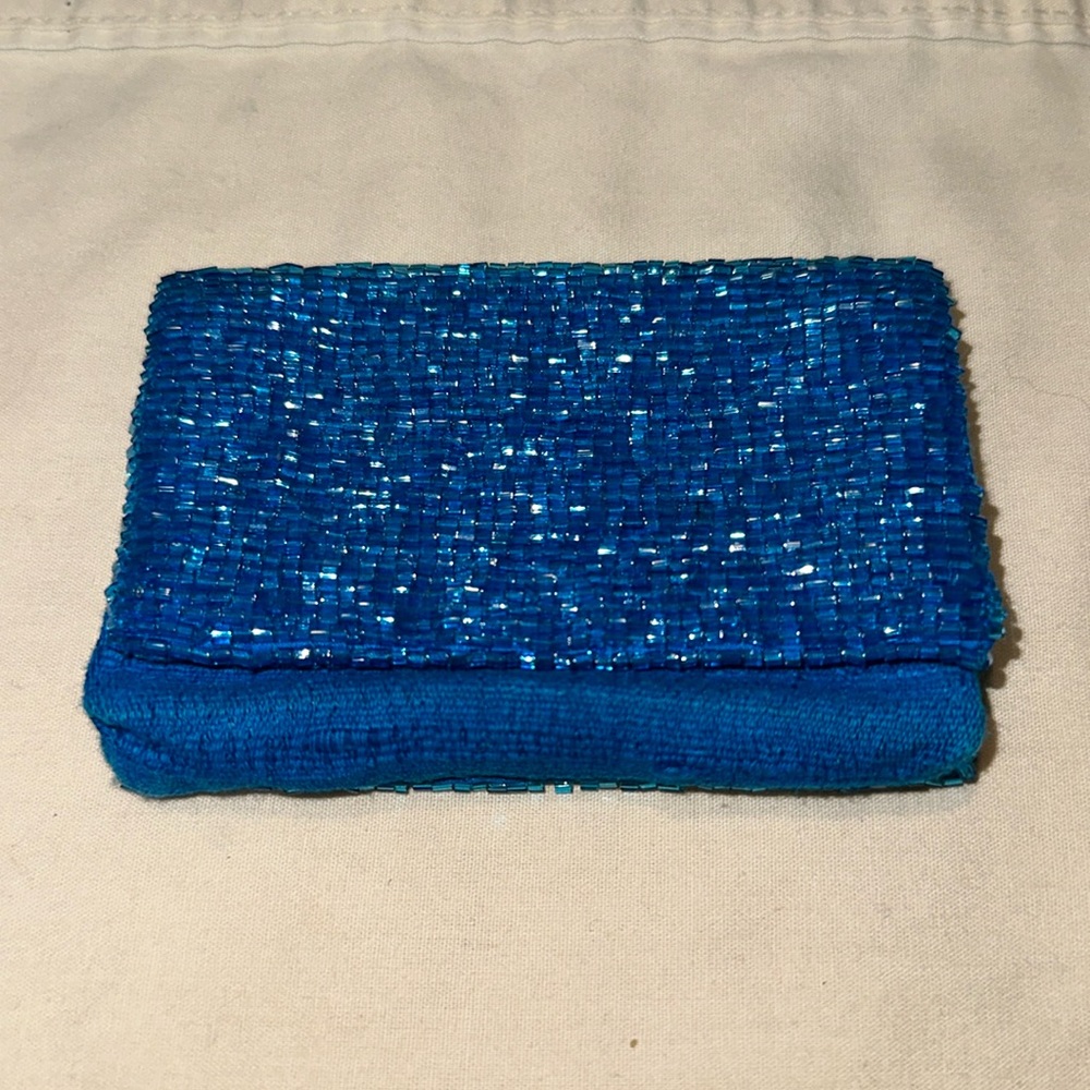 Handmade Linen and Bead Card Holder